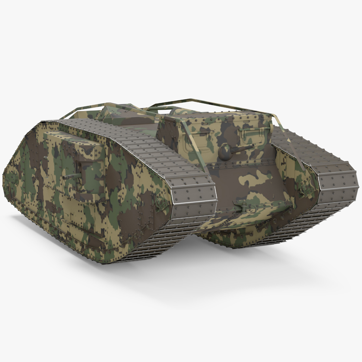 Tank MK 4 Female Camouflage Color Rigged for Cinema 4D 3D model