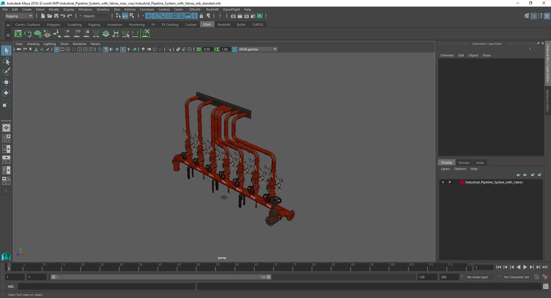 3D Industrial Pipeline System with Valves model
