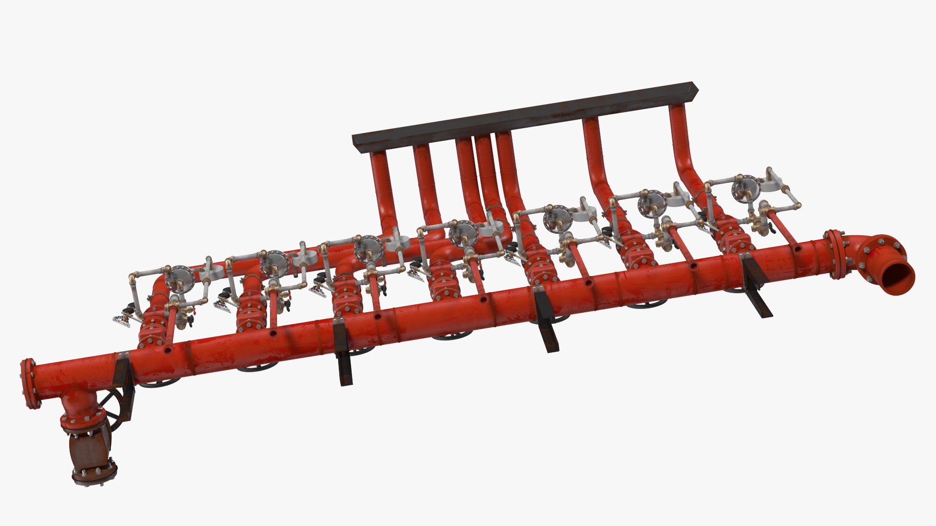 3D Industrial Pipeline System with Valves model