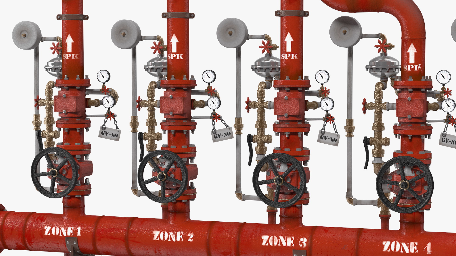3D Industrial Pipeline System with Valves model