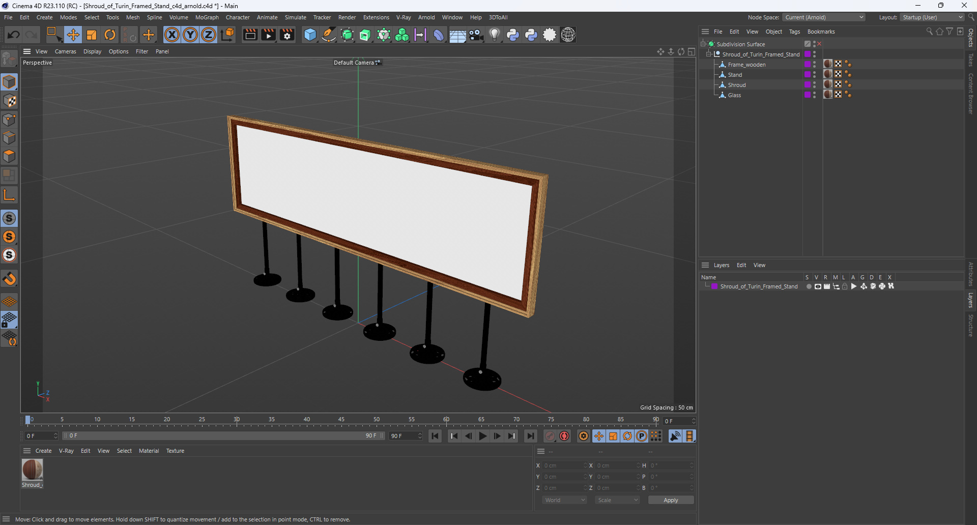 3D Shroud of Turin Framed Stand model