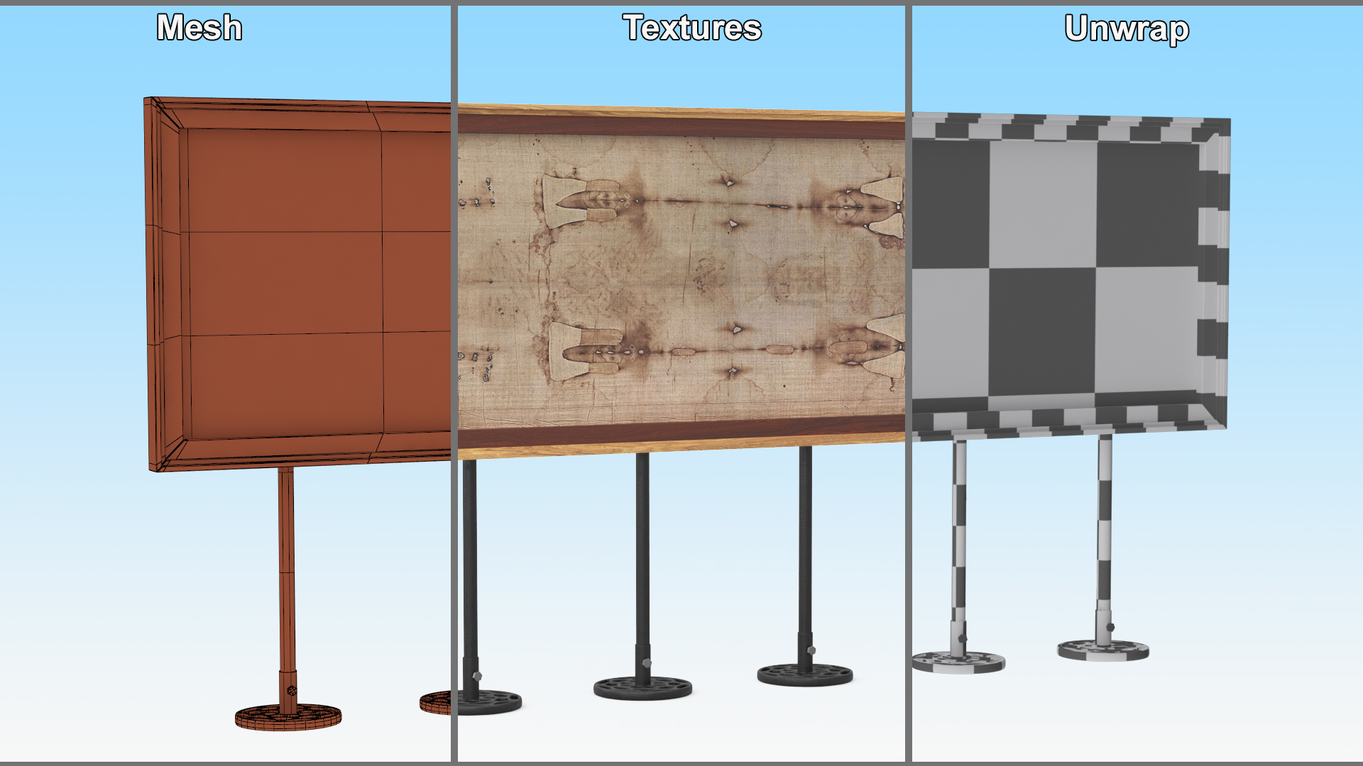 3D Shroud of Turin Framed Stand model