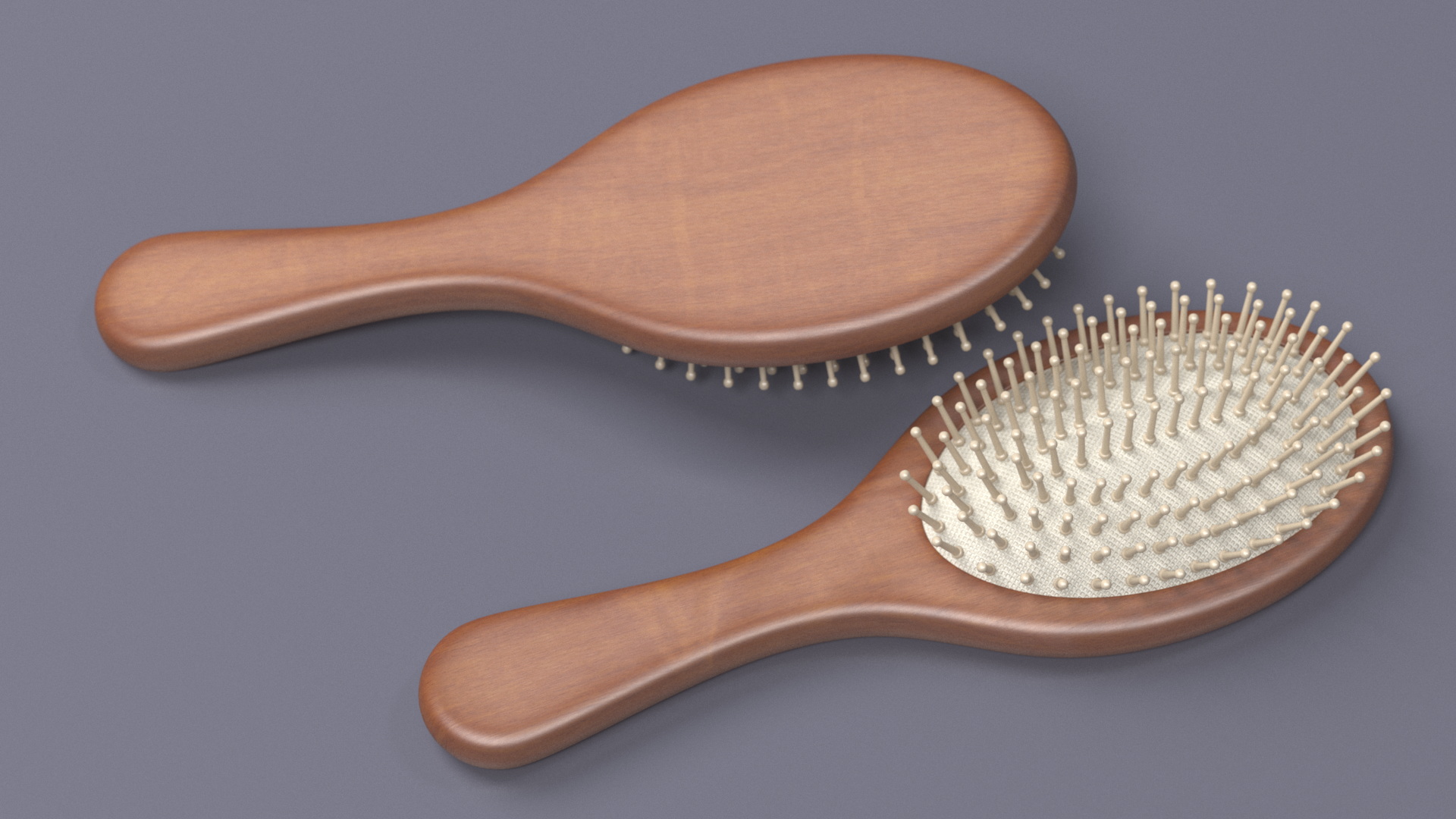 3D Dark Wooden Hairbrush