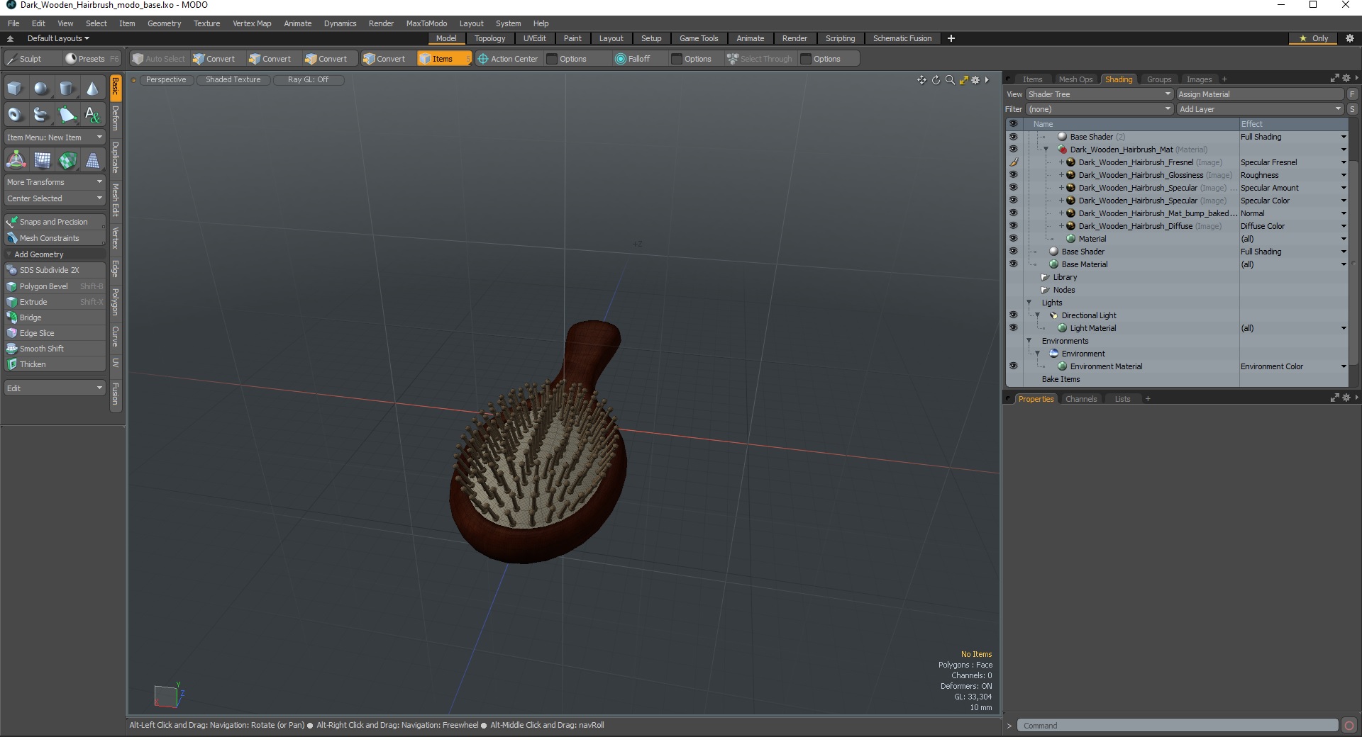 3D Dark Wooden Hairbrush