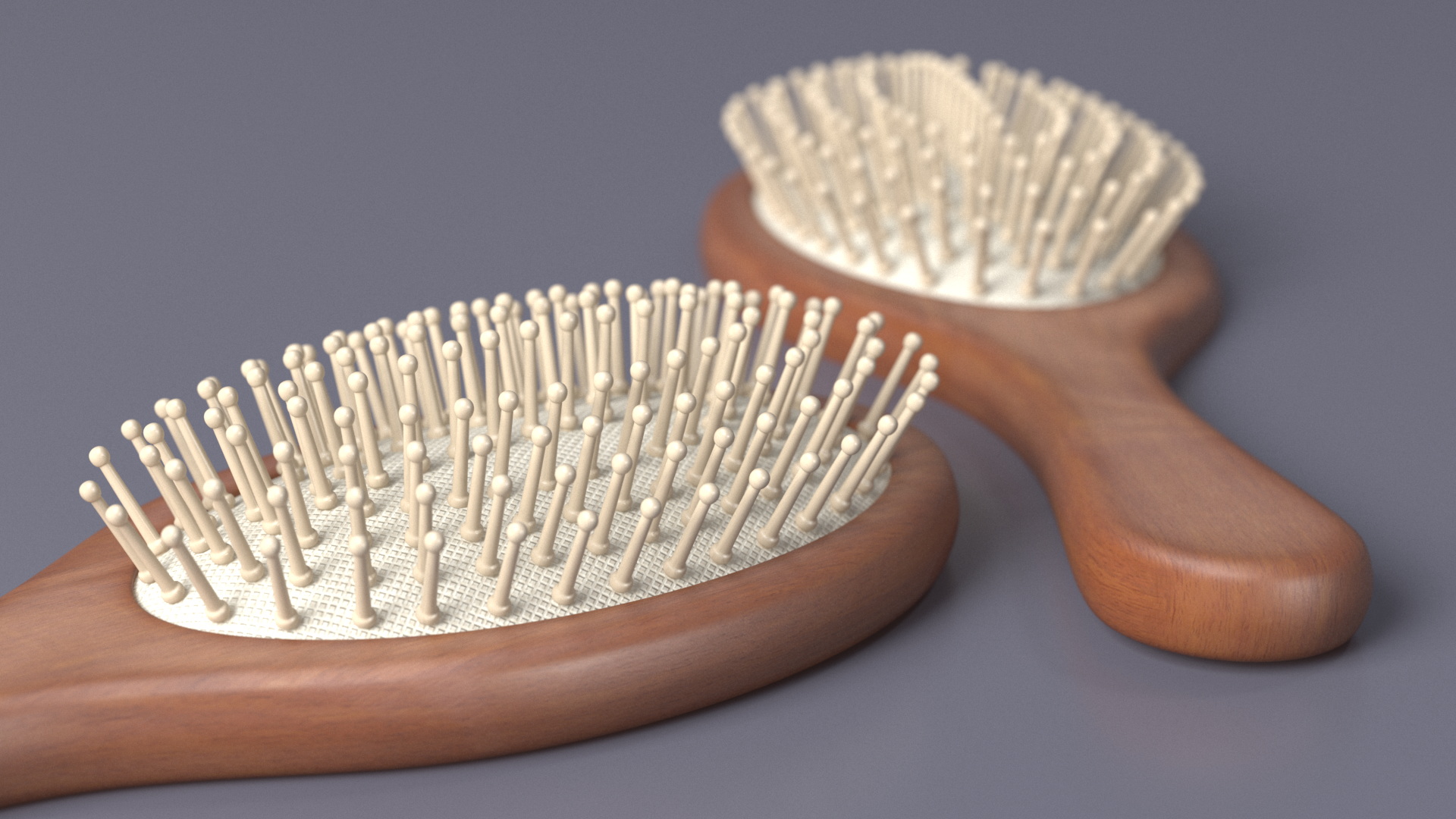 3D Dark Wooden Hairbrush