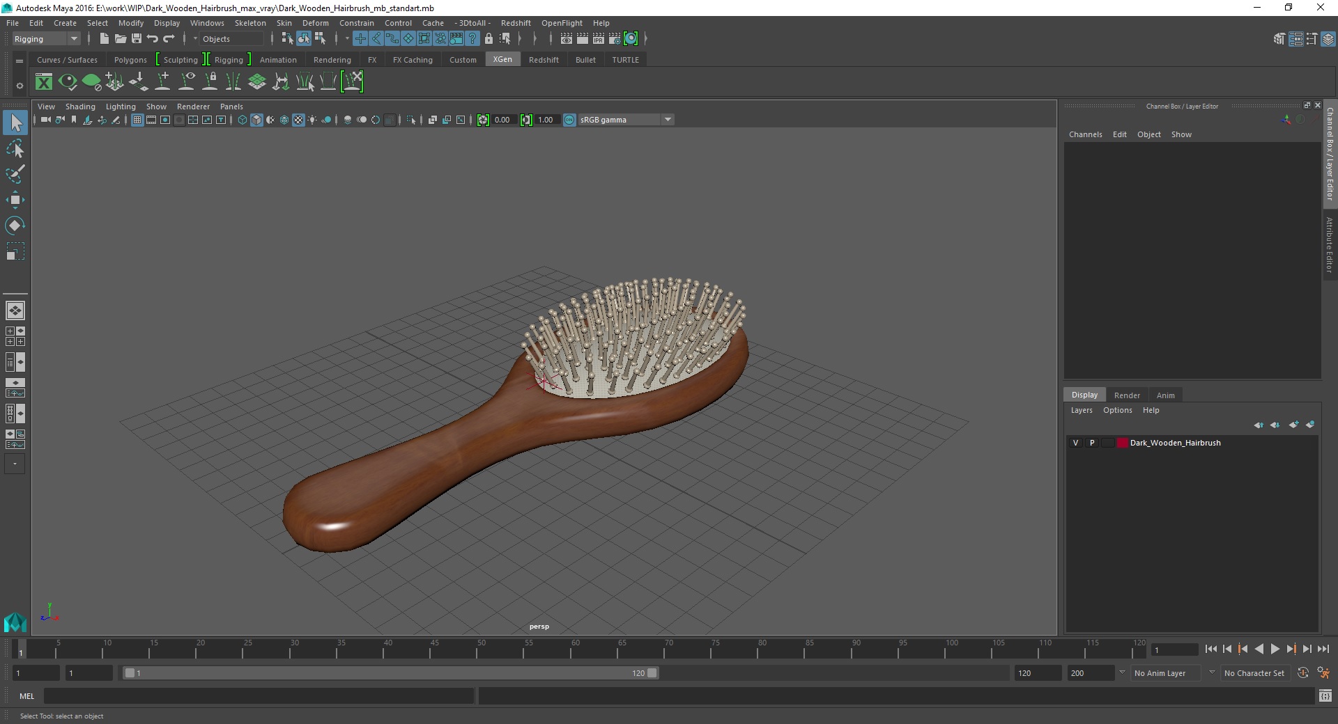 3D Dark Wooden Hairbrush