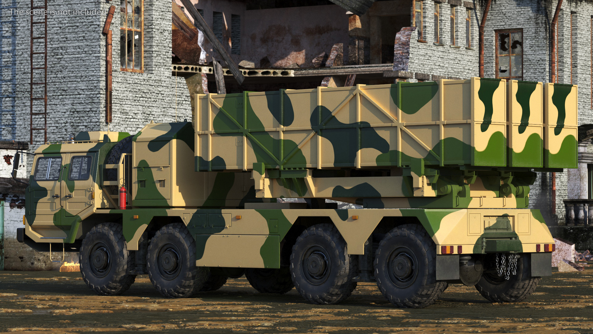 3D Chinese MLRS WS-2D Sand Camouflage Rigged