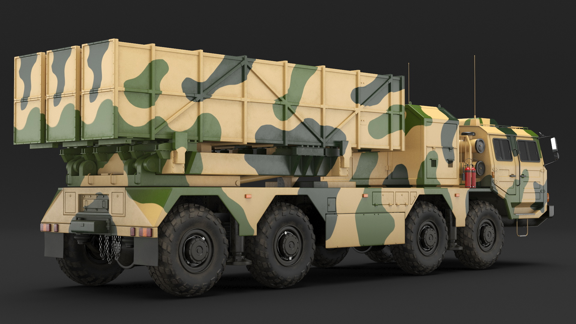 3D Chinese MLRS WS-2D Sand Camouflage Rigged