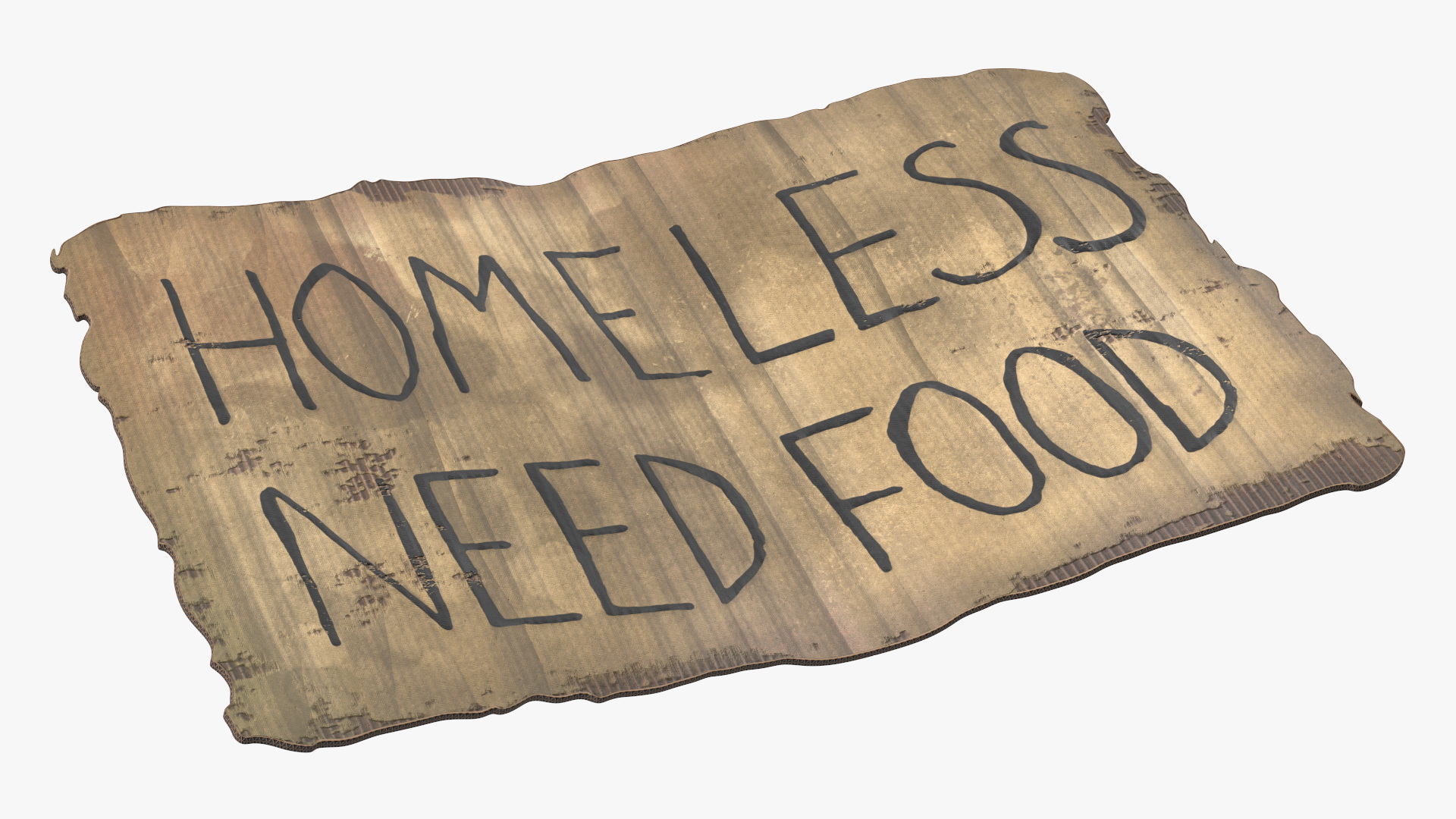 3D model Homeless Man with a Sign Asking for Alms