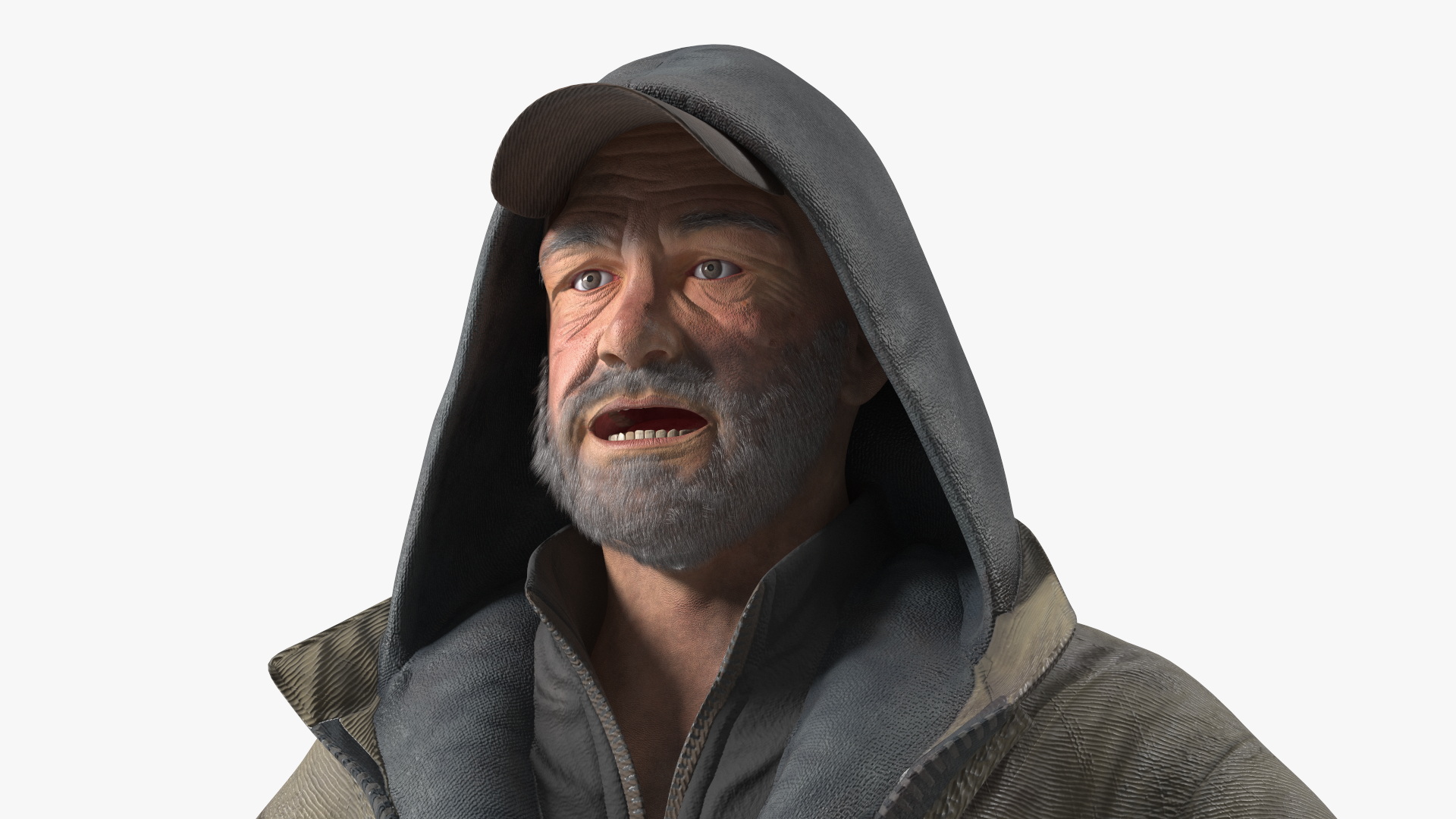 3D model Homeless Man with a Sign Asking for Alms