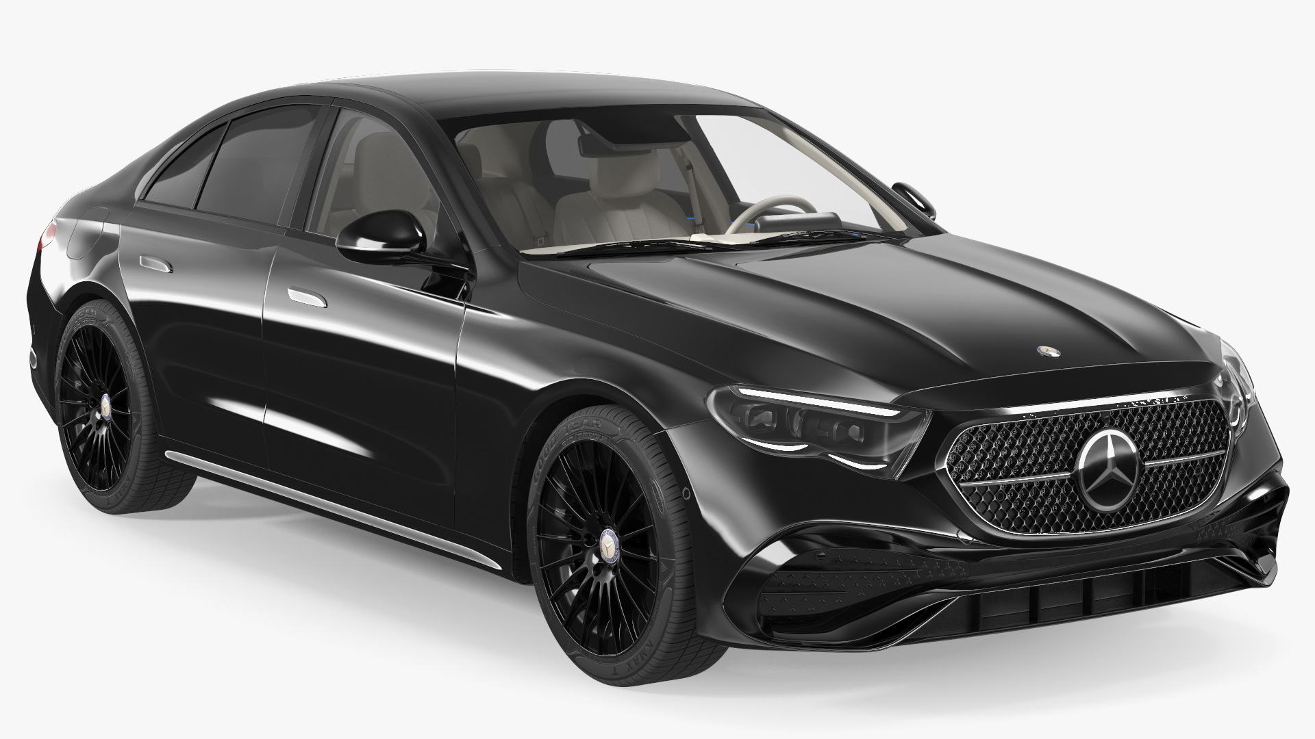 Mercedes E-class Black Color Rigged for Cinema 4D 3D model