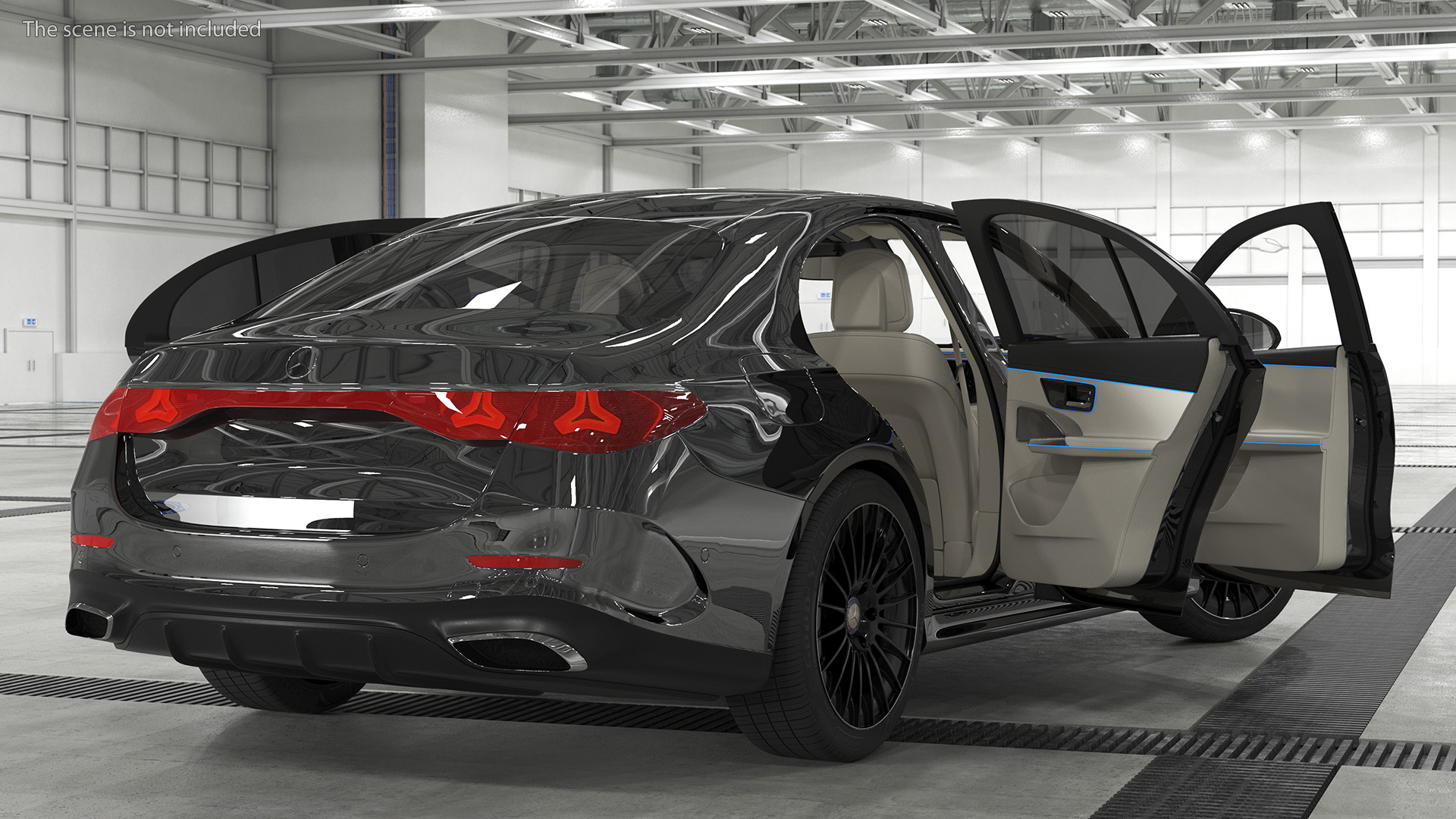 Mercedes E-class Black Color Rigged for Cinema 4D 3D model