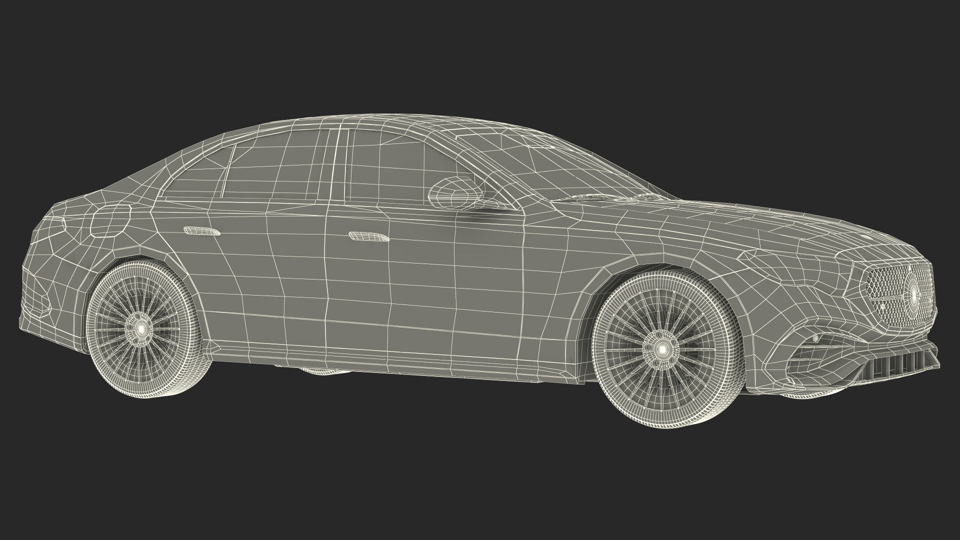 Mercedes E-class Black Color Rigged for Cinema 4D 3D model