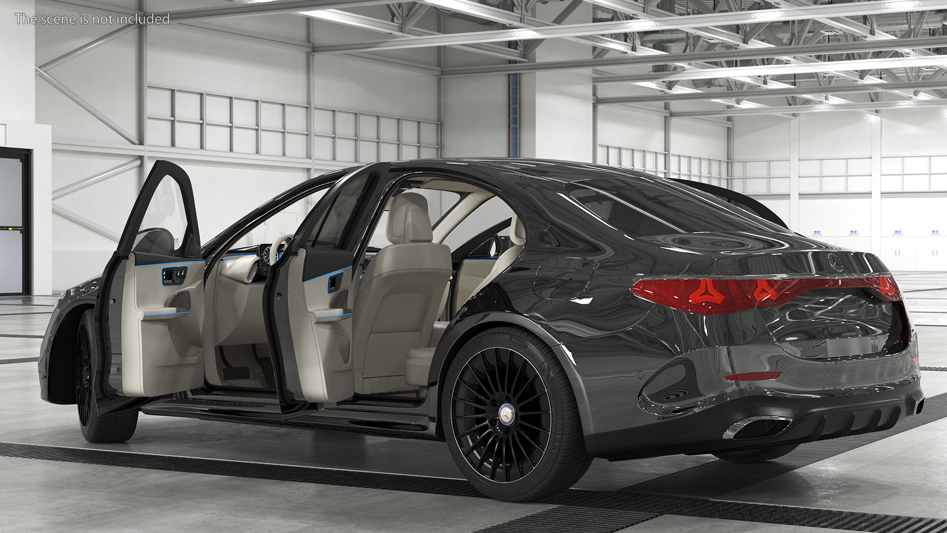 Mercedes E-class Black Color Rigged for Cinema 4D 3D model