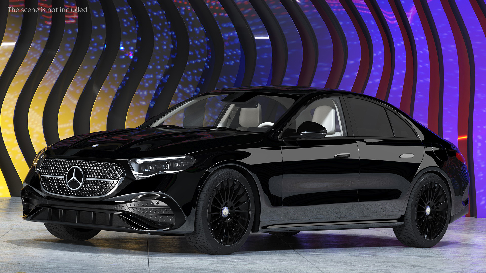 Mercedes E-class Black Color Rigged for Cinema 4D 3D model