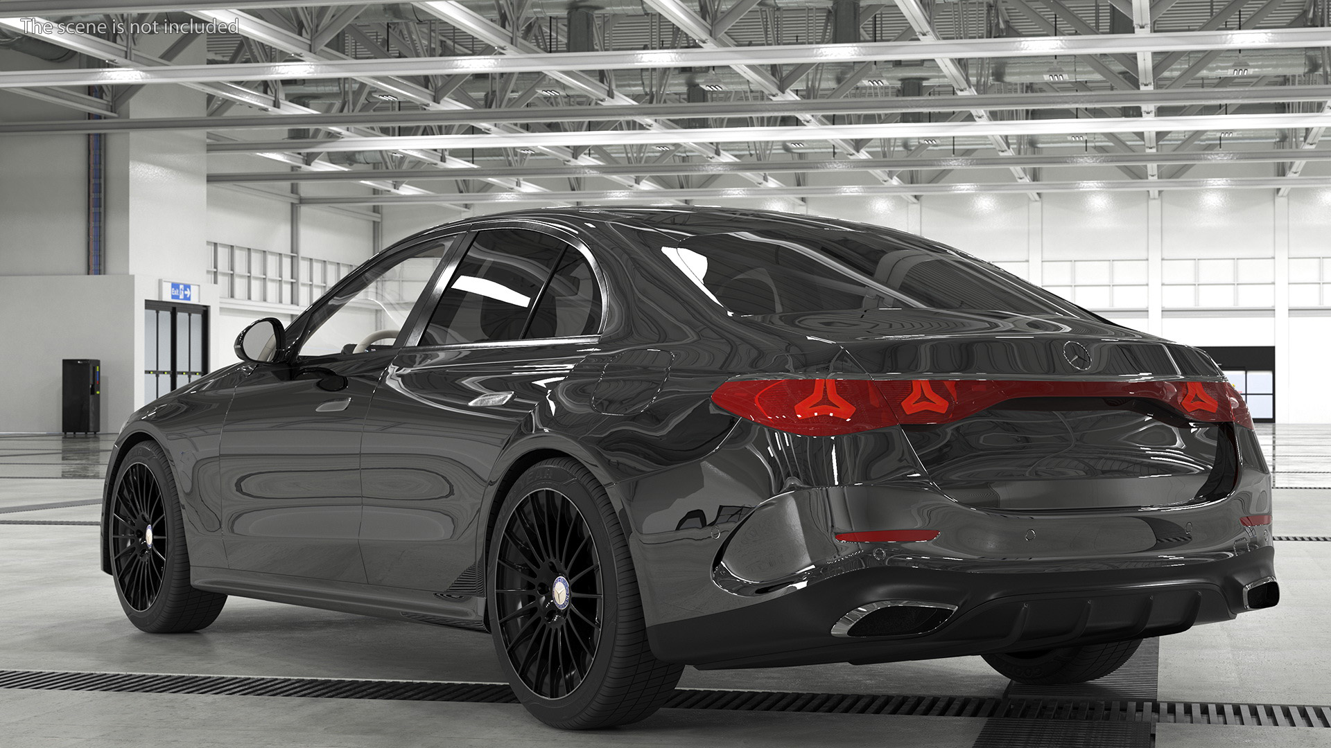 Mercedes E-class Black Color Rigged for Cinema 4D 3D model