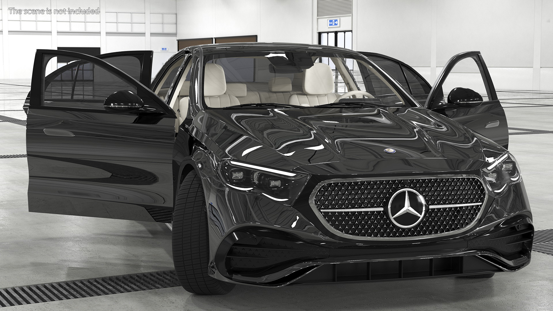 Mercedes E-class Black Color Rigged for Cinema 4D 3D model