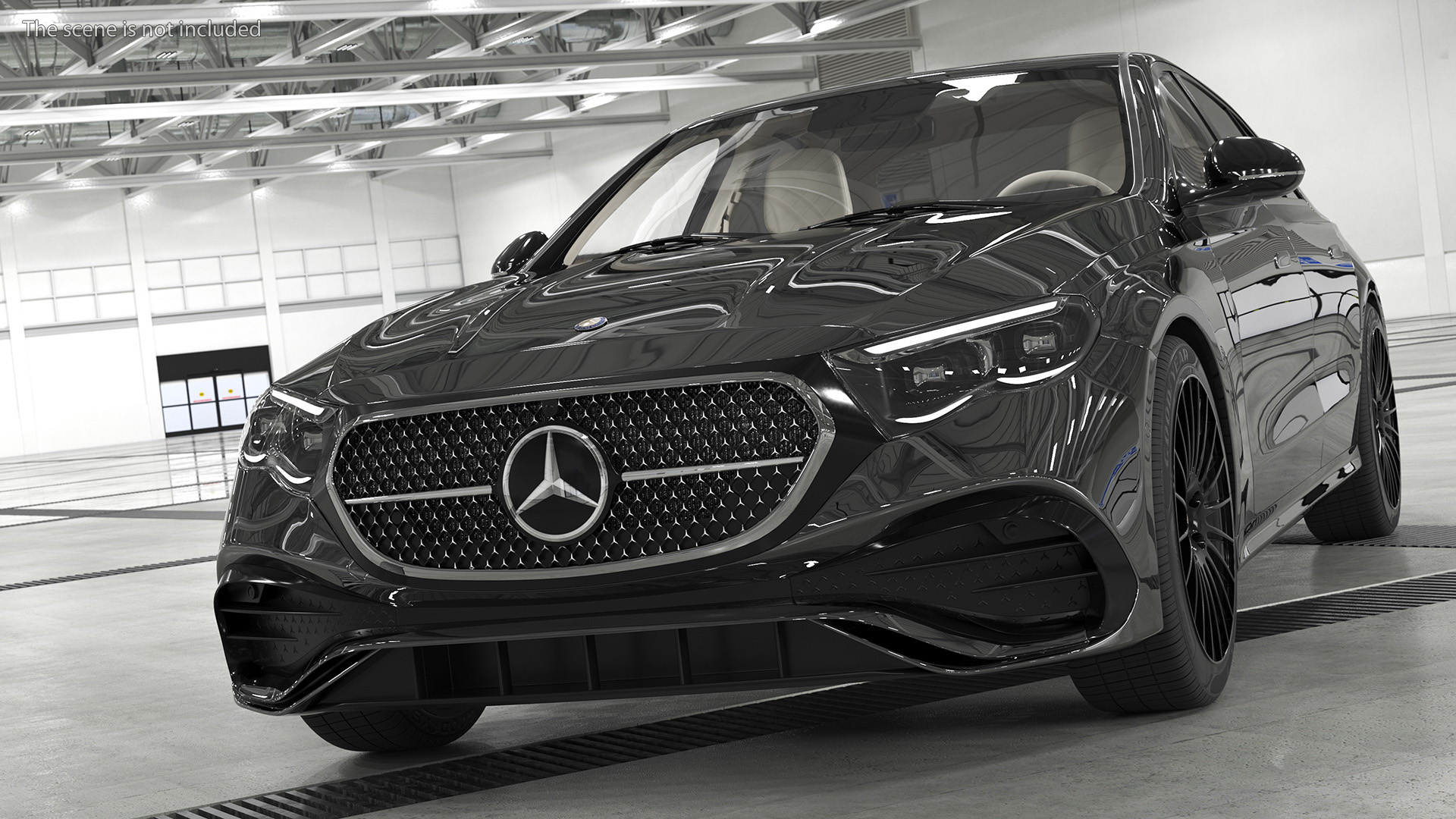 Mercedes E-class Black Color Rigged for Cinema 4D 3D model