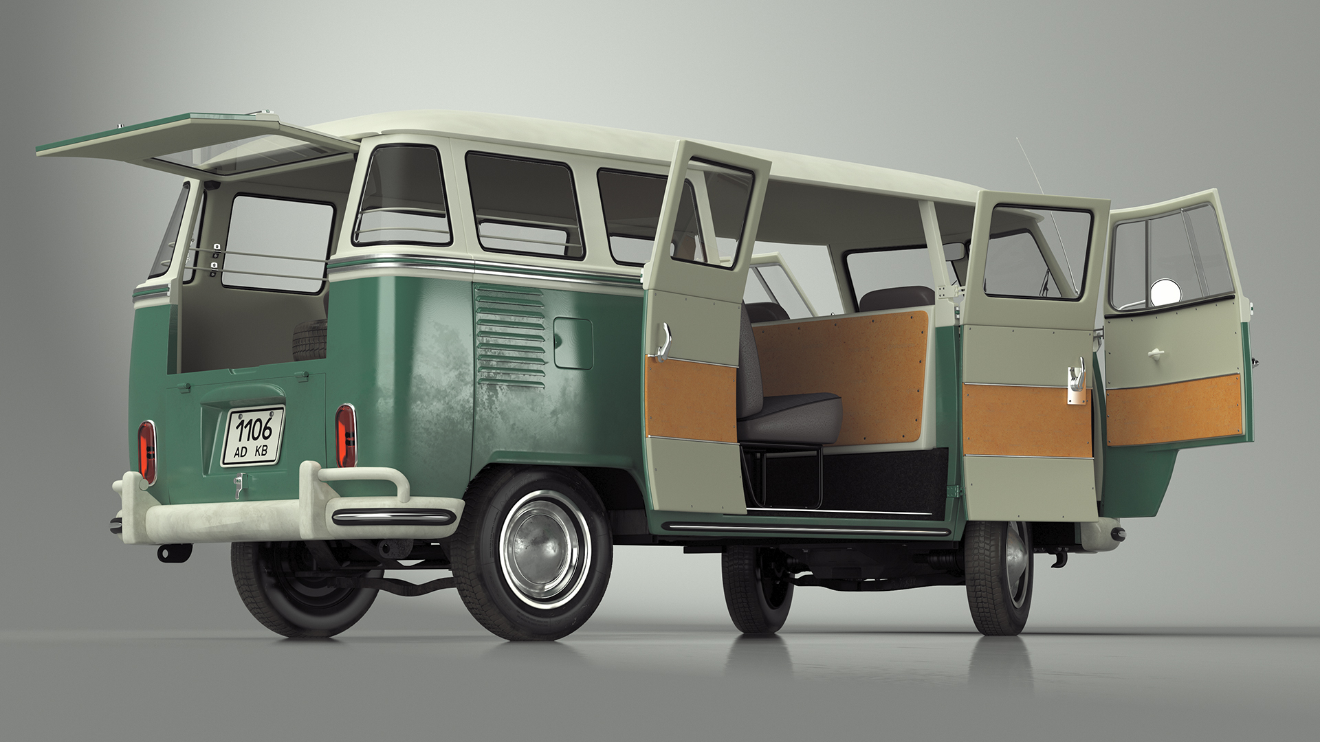 Volkswagen Type 2 Bus Rigged for Maya 3D