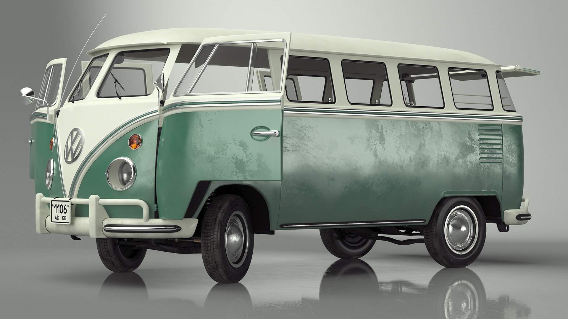 Volkswagen Type 2 Bus Rigged for Maya 3D