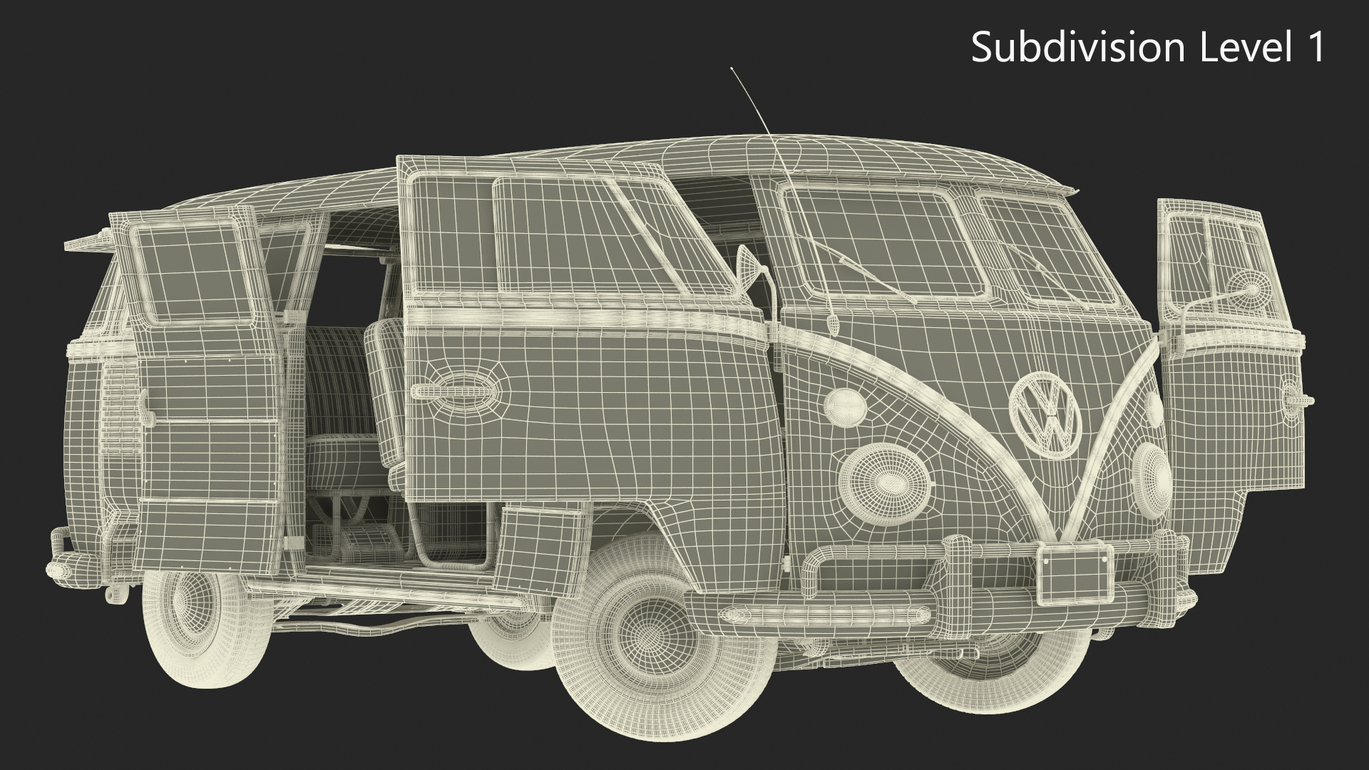 Volkswagen Type 2 Bus Rigged for Maya 3D