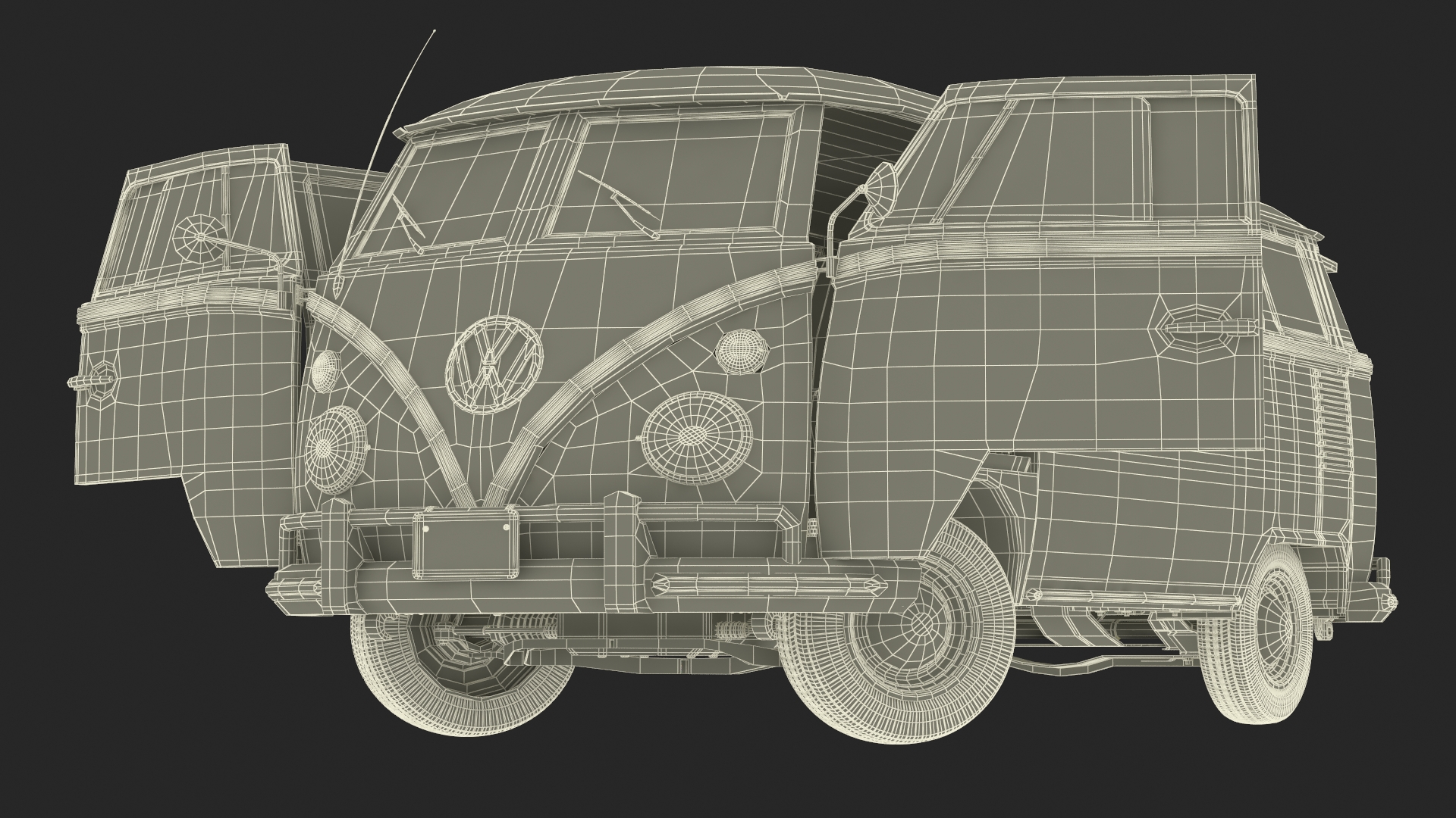Volkswagen Type 2 Bus Rigged for Maya 3D