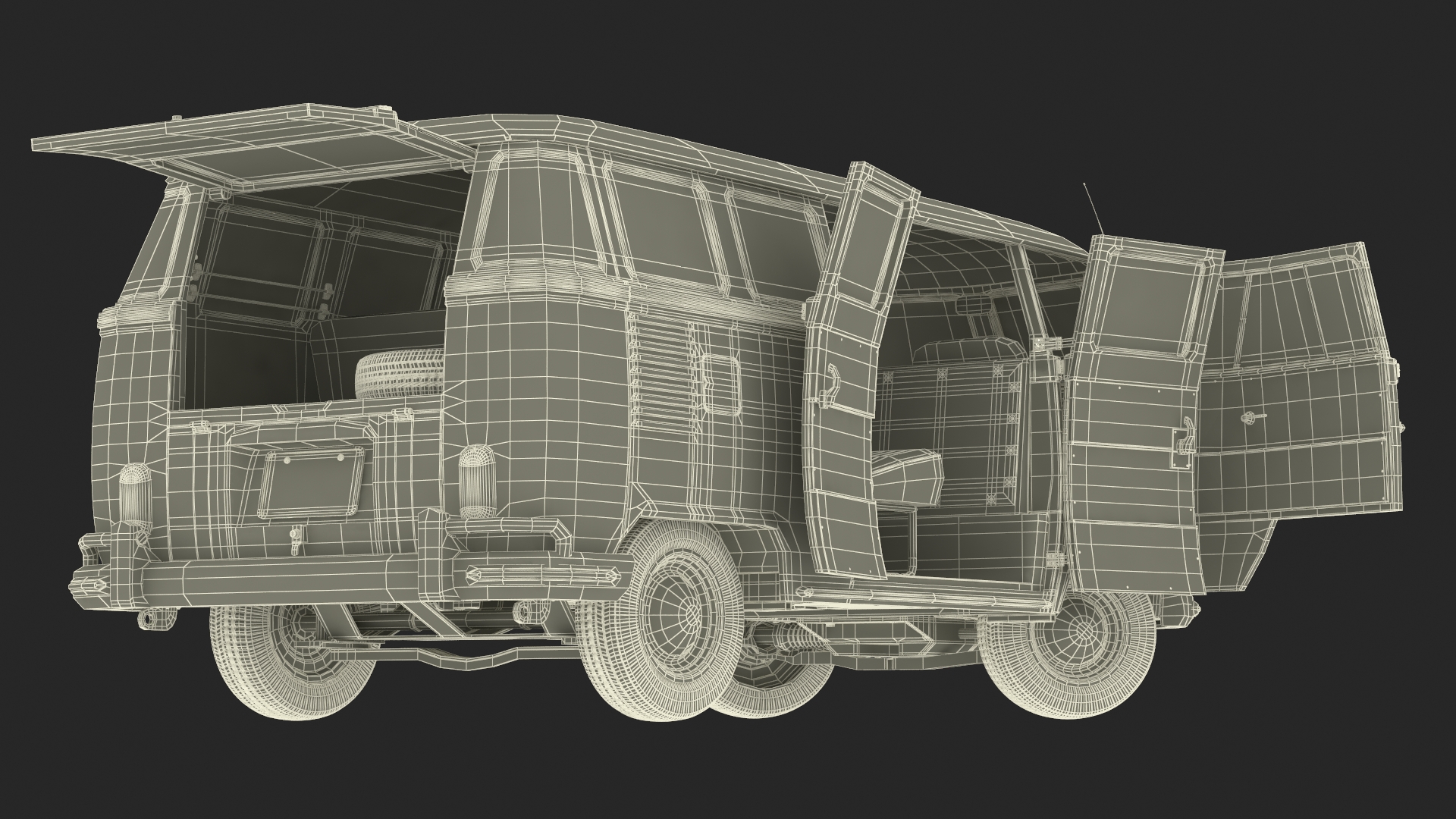 Volkswagen Type 2 Bus Rigged for Maya 3D