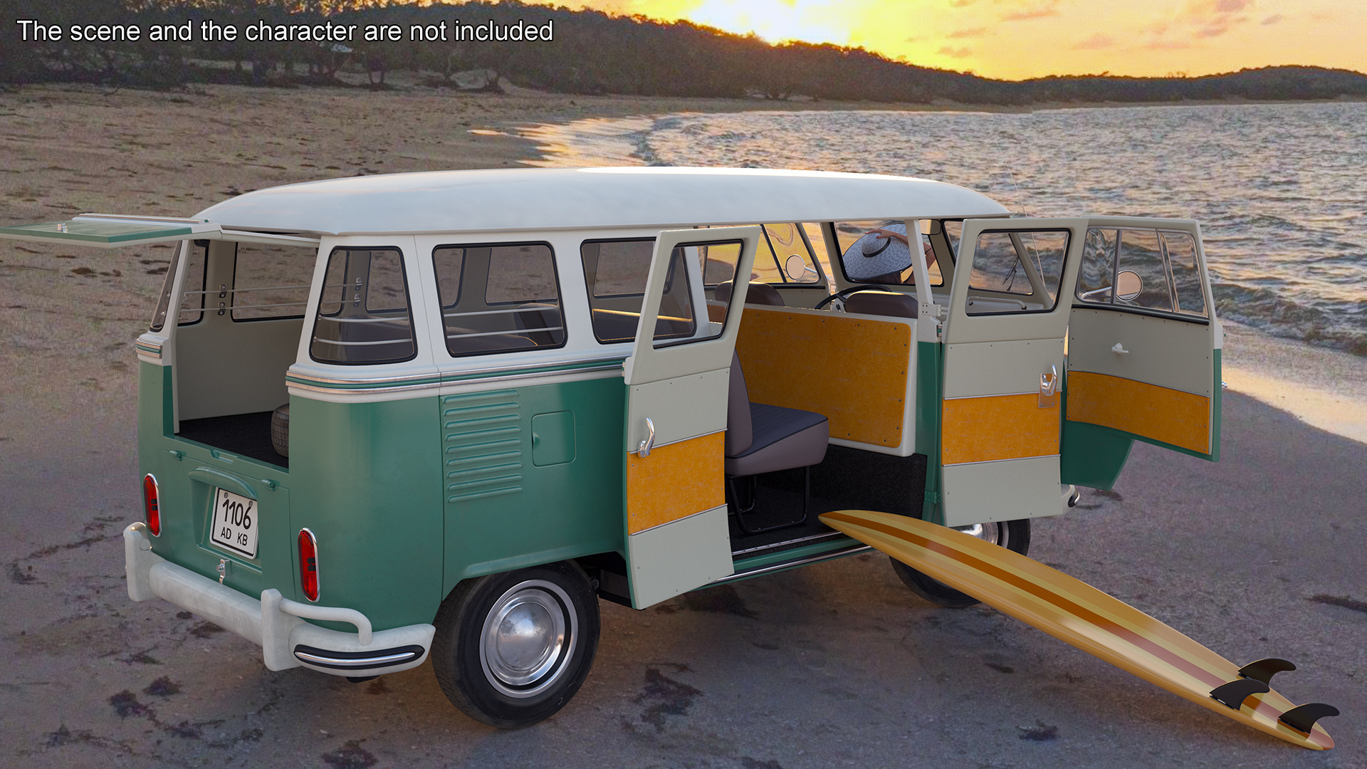 Volkswagen Type 2 Bus Rigged for Maya 3D