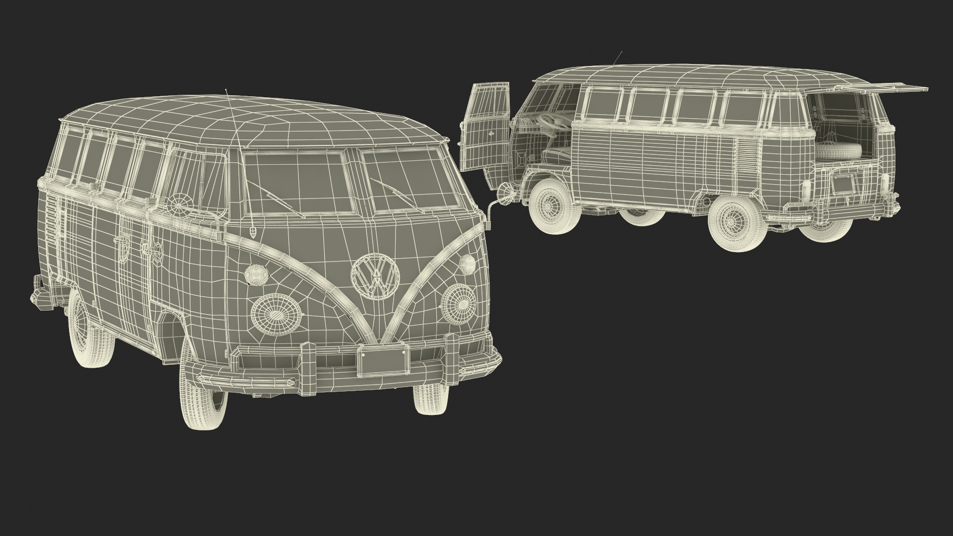 Volkswagen Type 2 Bus Rigged for Maya 3D