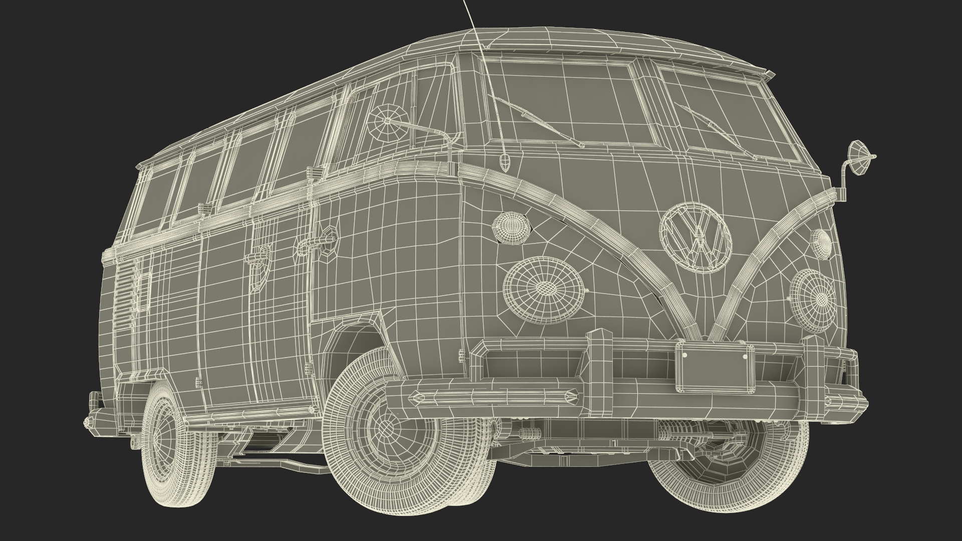 Volkswagen Type 2 Bus Rigged for Maya 3D