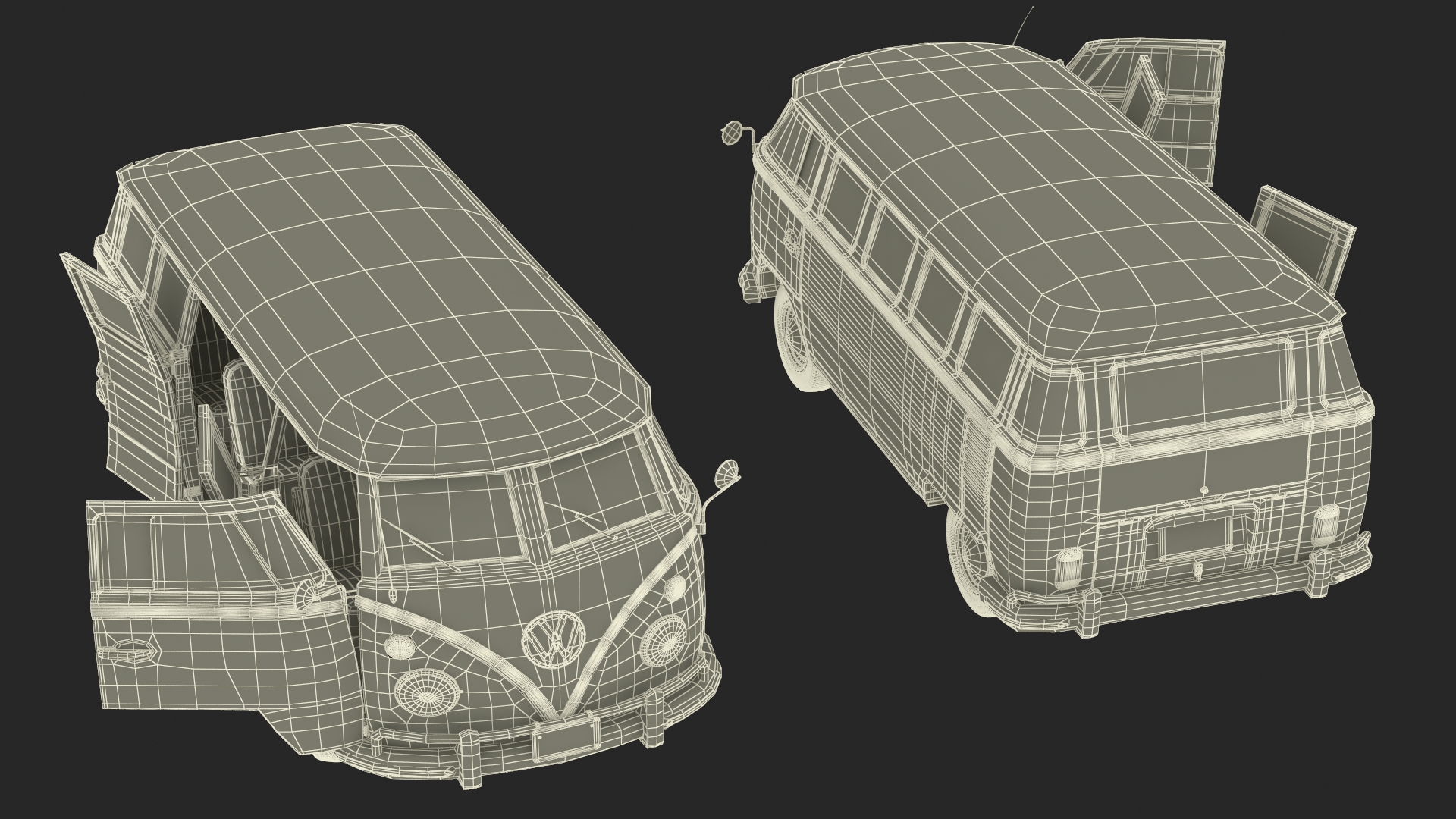 Volkswagen Type 2 Bus Rigged for Maya 3D