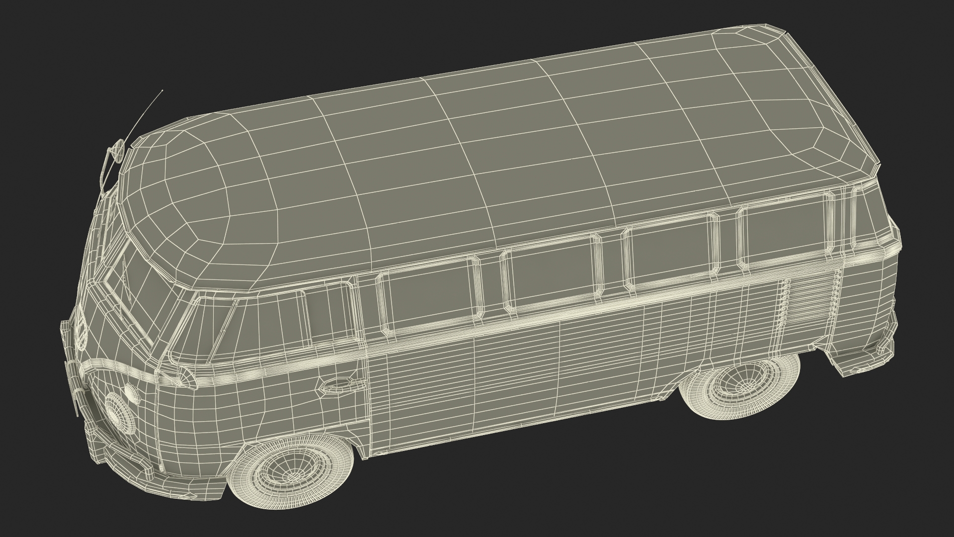 Volkswagen Type 2 Bus Rigged for Maya 3D