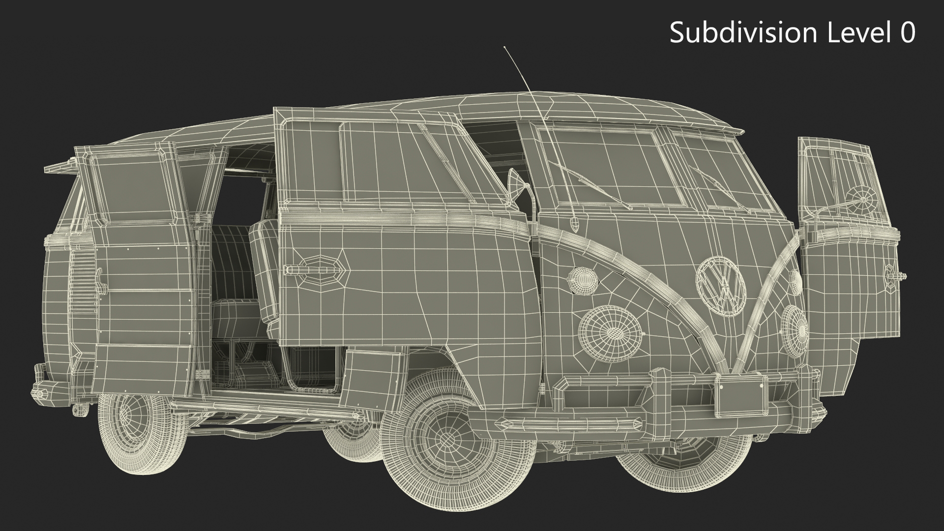 Volkswagen Type 2 Bus Rigged for Maya 3D