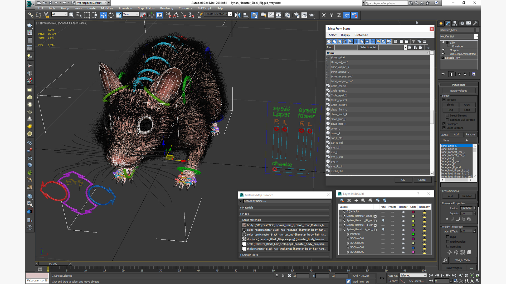 Syrian Hamster Black Rigged 3D