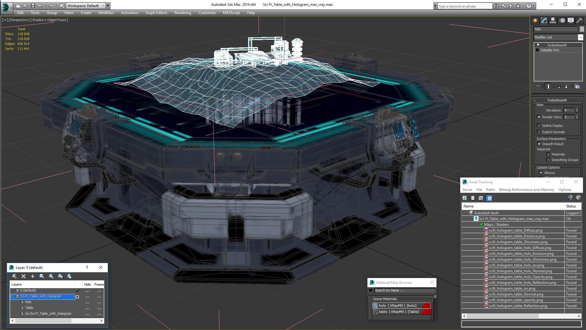 3D Sci-Fi Table with Hologram