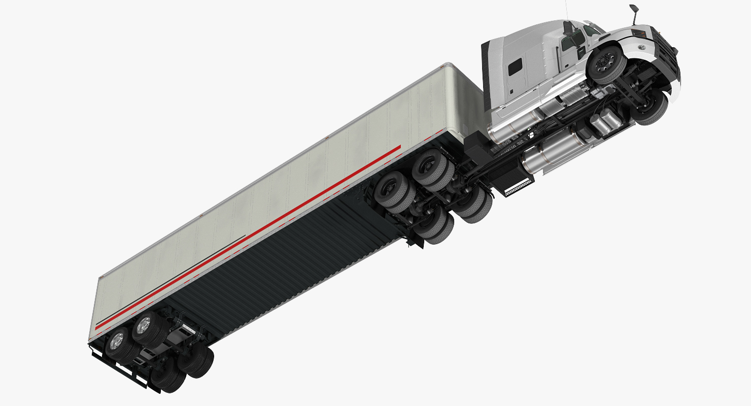 3D Mack Anthem Truck with Trailer 2018 Simple Interior