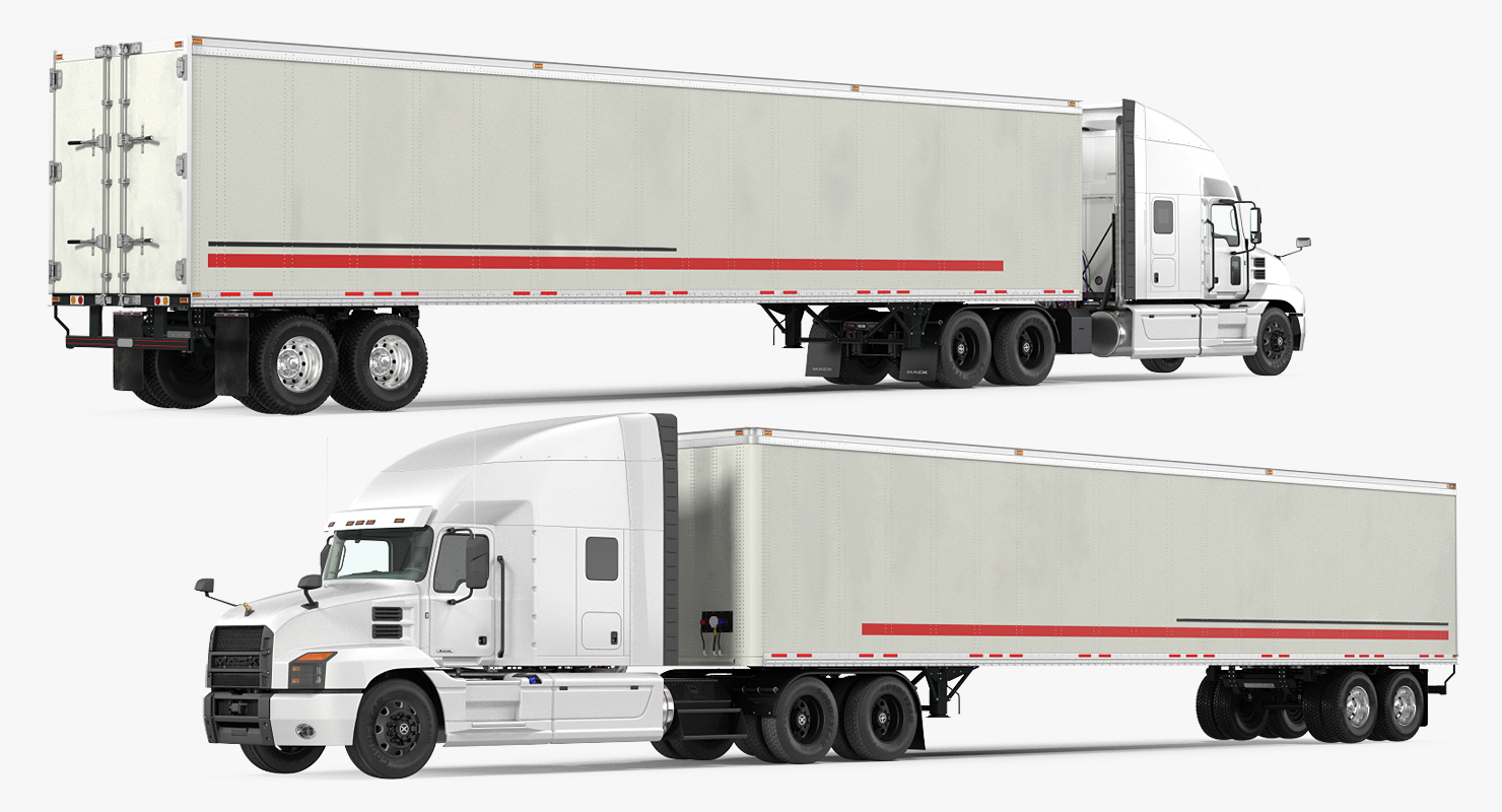 3D Mack Anthem Truck with Trailer 2018 Simple Interior