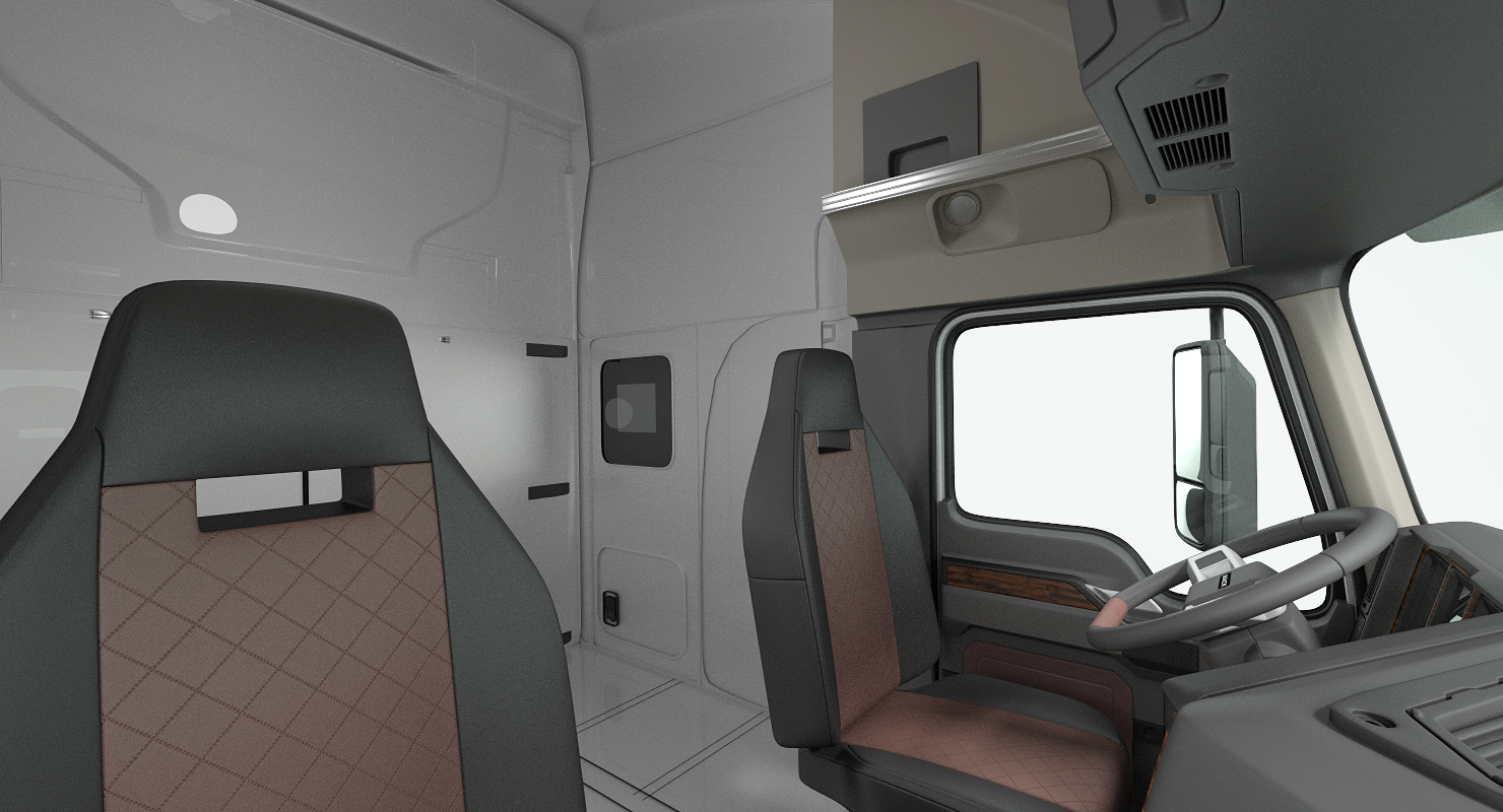 3D Mack Anthem Truck with Trailer 2018 Simple Interior
