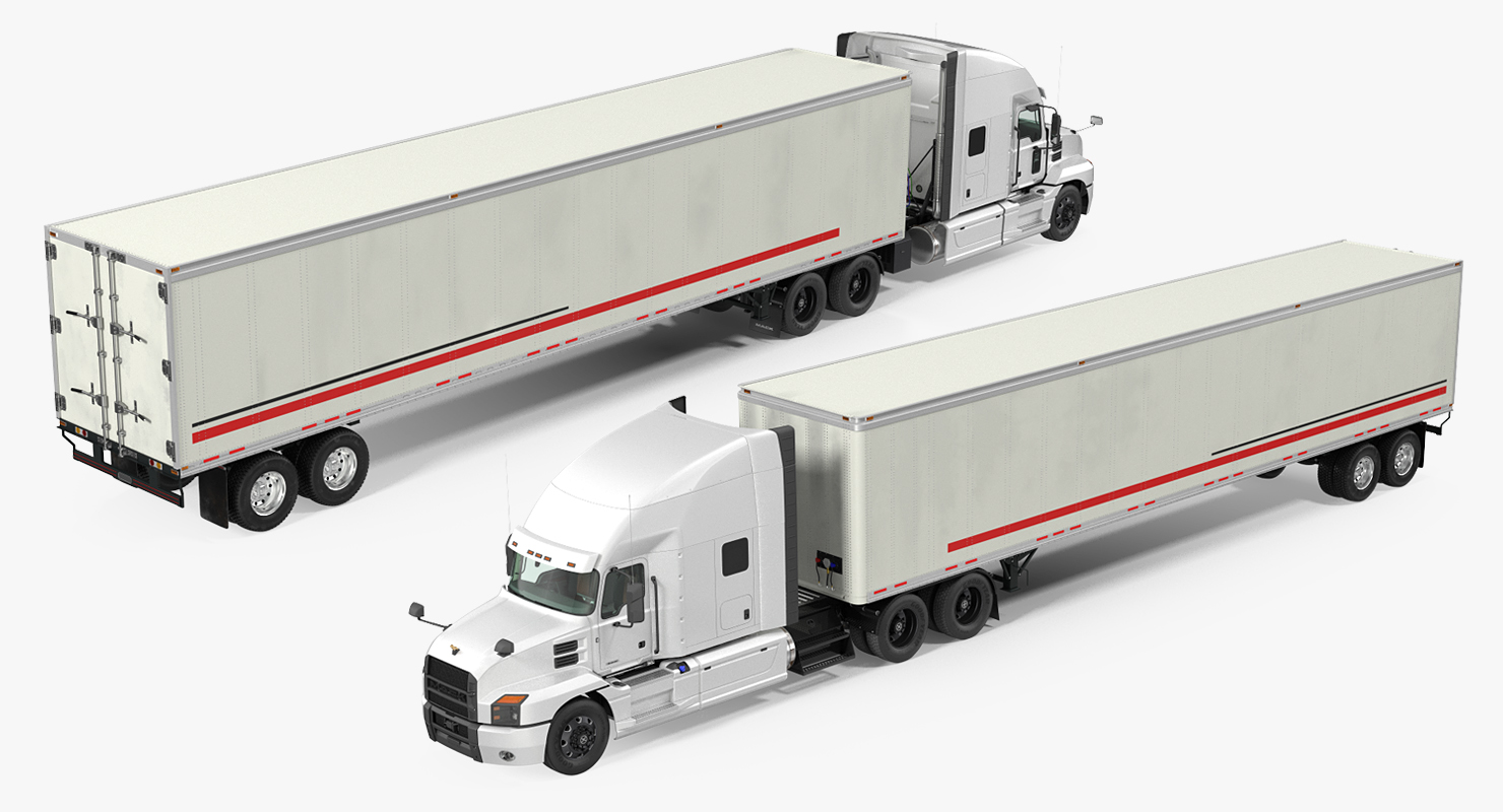 3D Mack Anthem Truck with Trailer 2018 Simple Interior