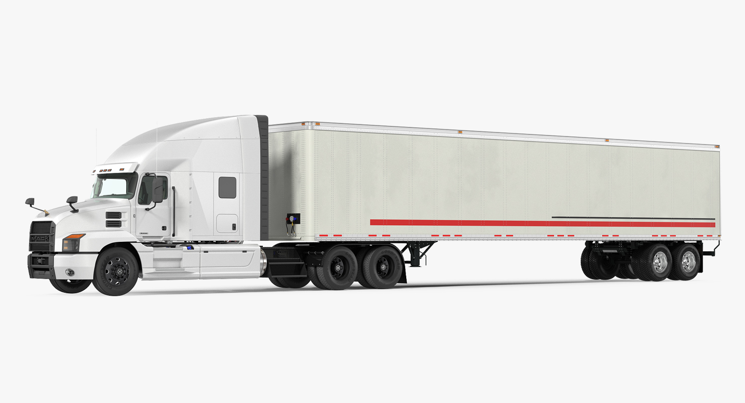 3D Mack Anthem Truck with Trailer 2018 Simple Interior