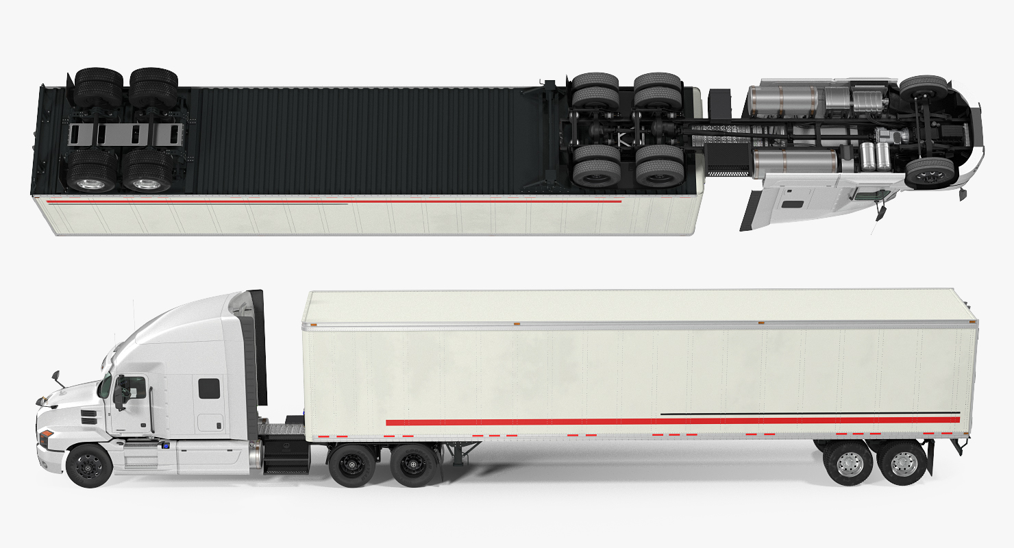 3D Mack Anthem Truck with Trailer 2018 Simple Interior