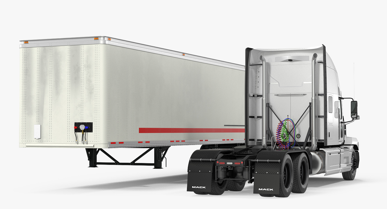 3D Mack Anthem Truck with Trailer 2018 Simple Interior