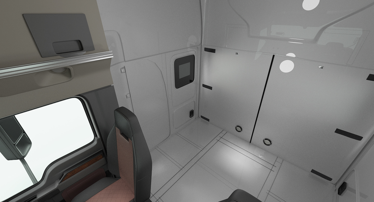 3D Mack Anthem Truck with Trailer 2018 Simple Interior