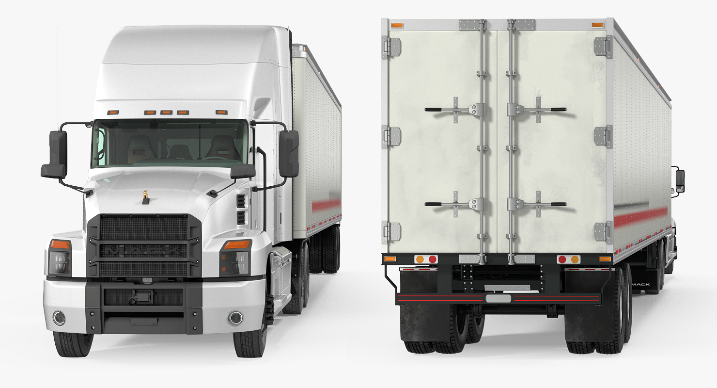 3D Mack Anthem Truck with Trailer 2018 Simple Interior