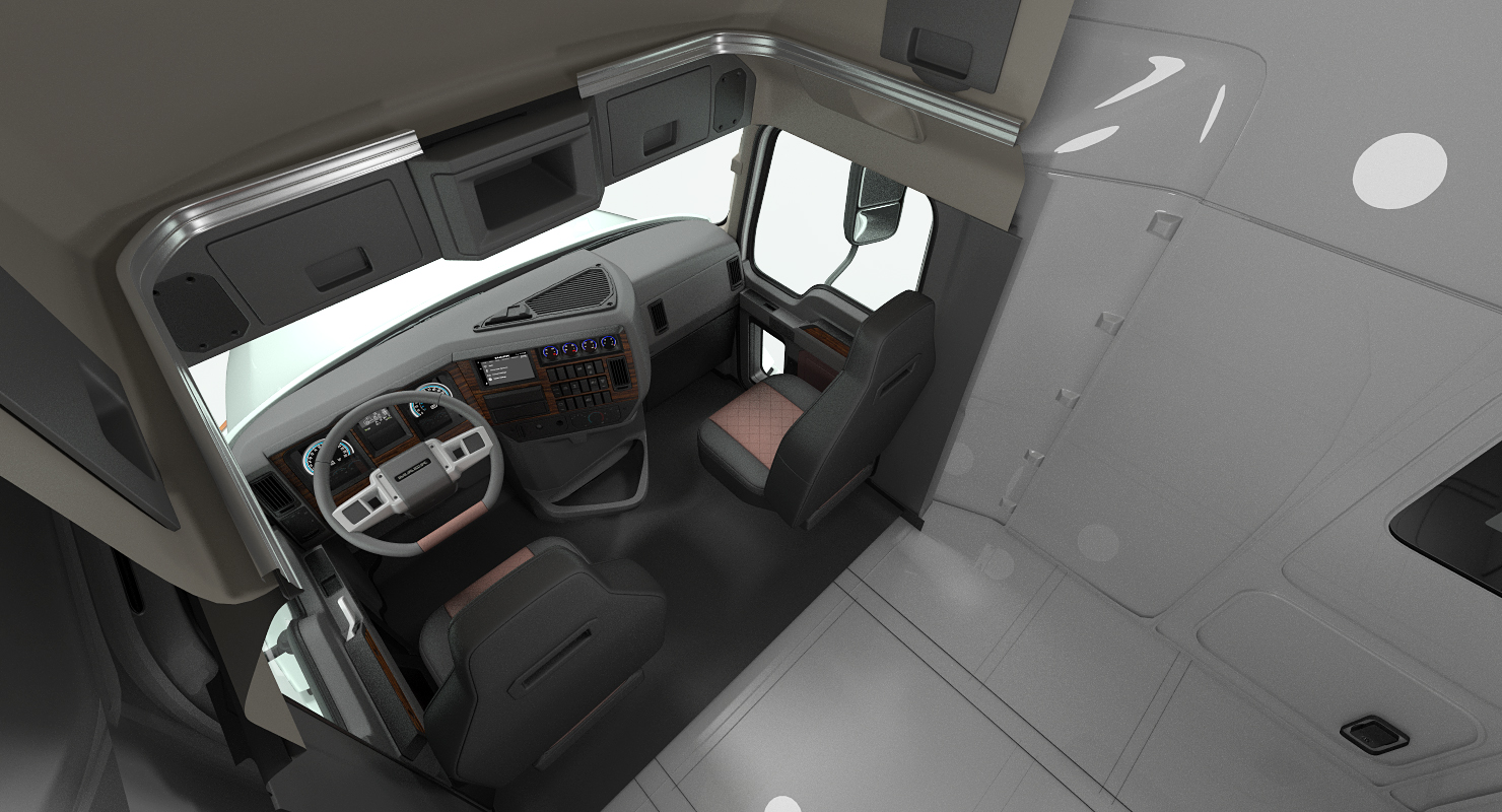 3D Mack Anthem Truck with Trailer 2018 Simple Interior