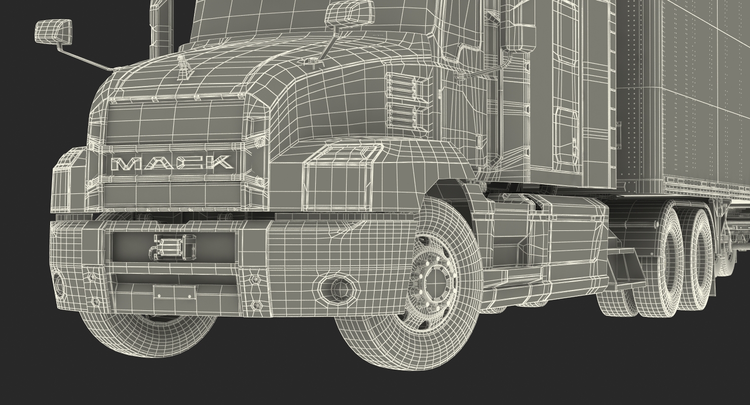 3D Mack Anthem Truck with Trailer 2018 Simple Interior