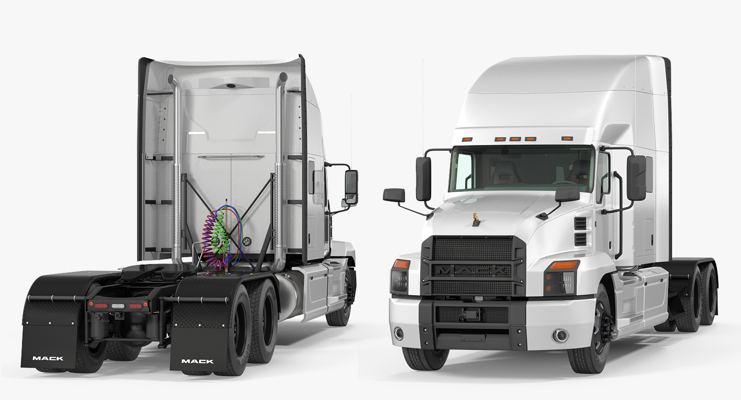 3D Mack Anthem Truck with Trailer 2018 Simple Interior