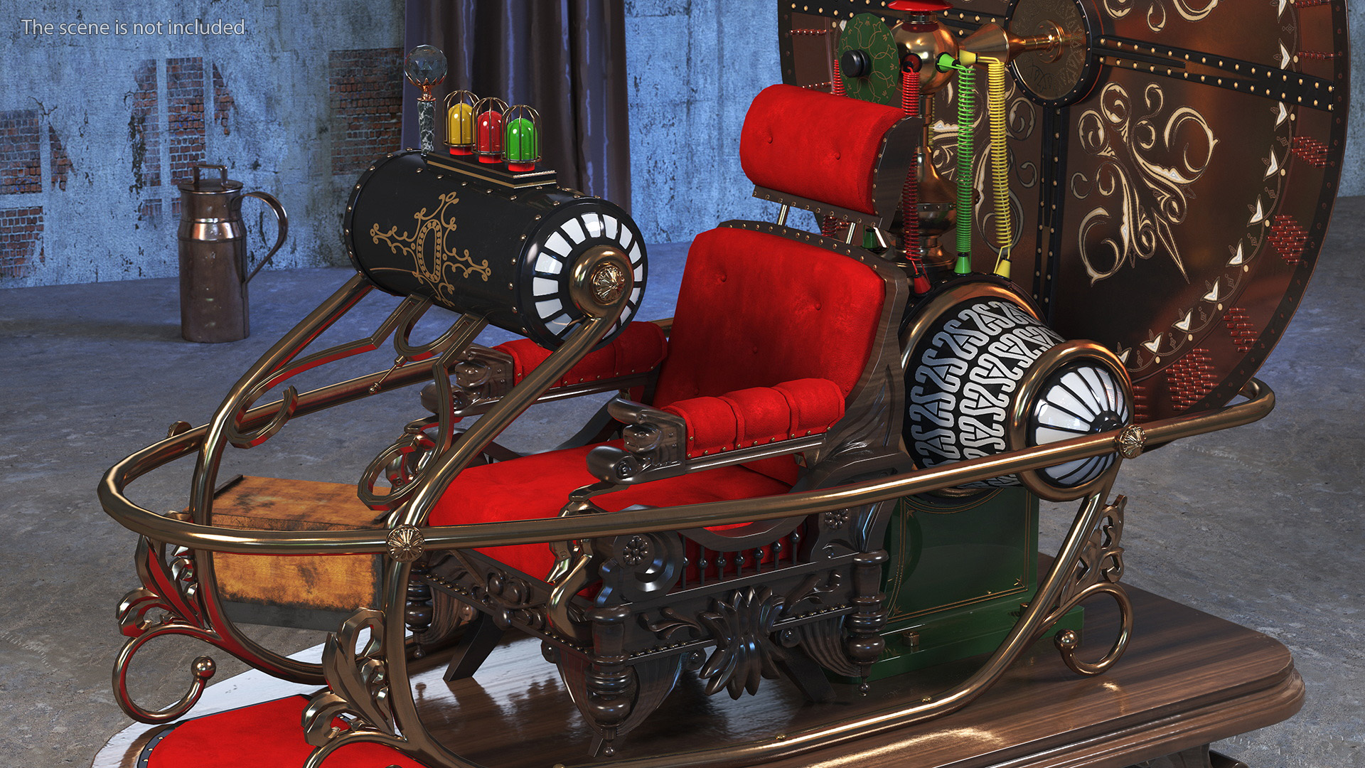 3D Retro Time Machine by Herbert Wells Rigged for Cinema 4D