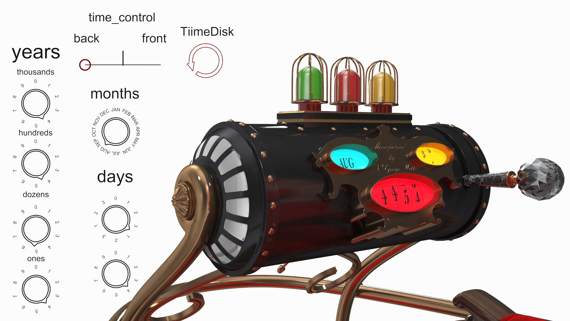3D Retro Time Machine by Herbert Wells Rigged for Cinema 4D