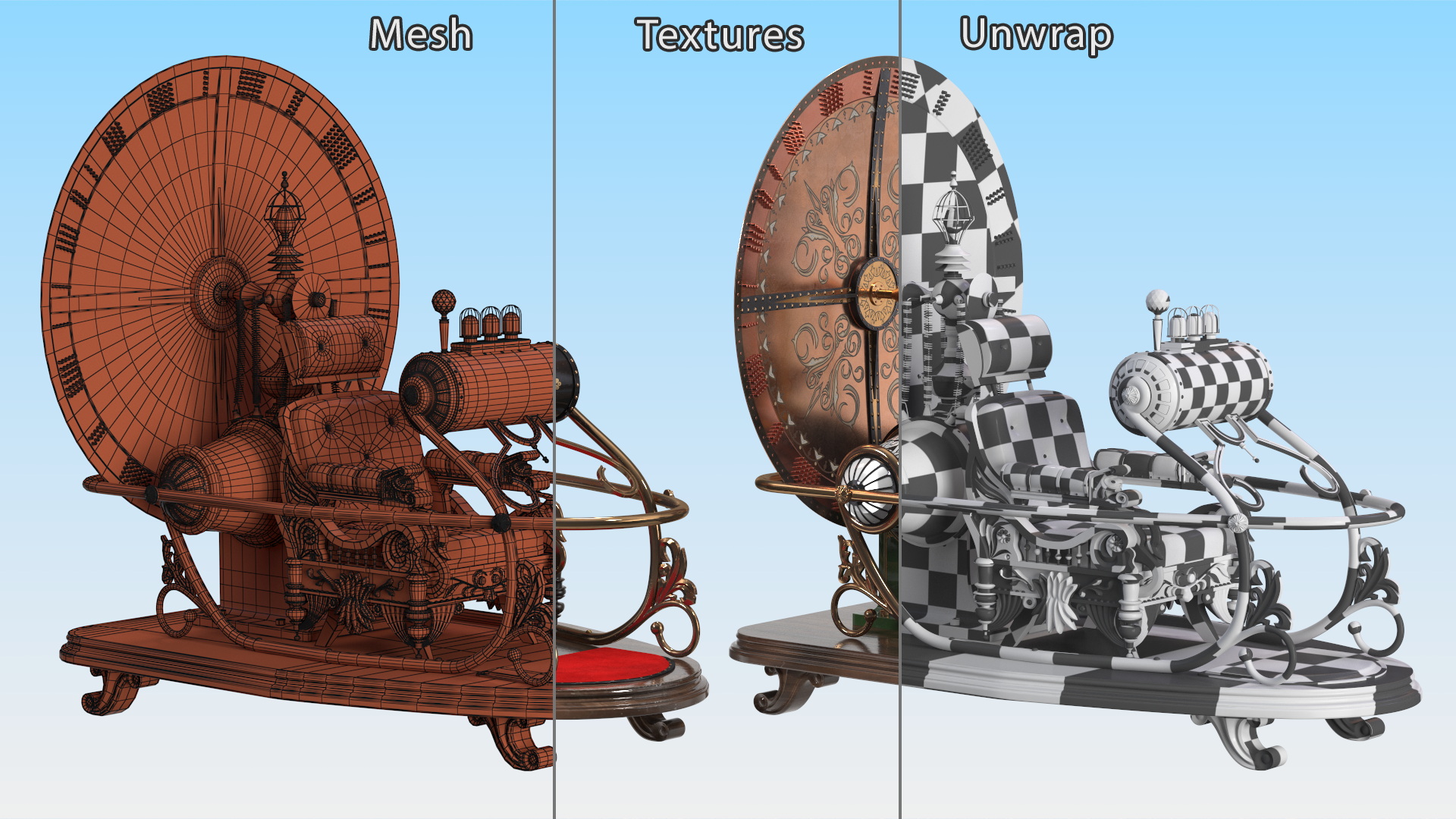 3D Retro Time Machine by Herbert Wells Rigged for Cinema 4D